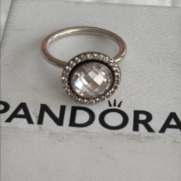 Pandora Silver Ring with Clear Stone - Picture 1 of 1